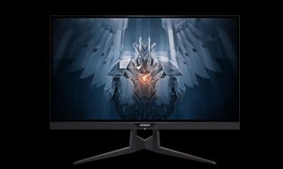aorus ad27qd gaming monitor on black background