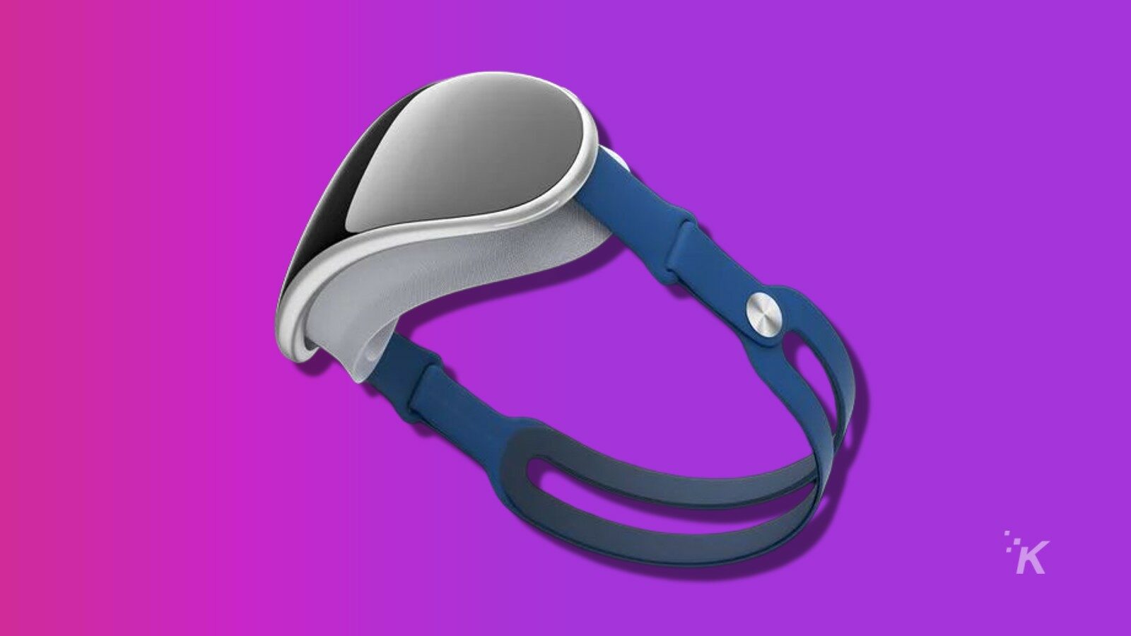 apple vr headset render on a purple background