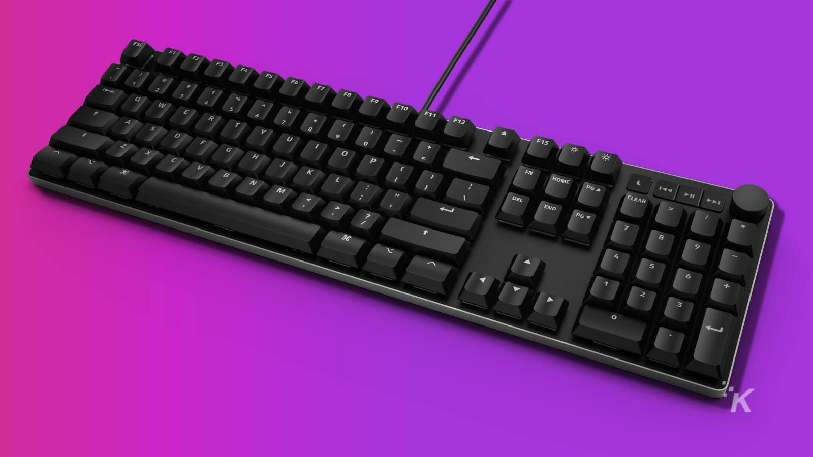 das keyboard mactigr mechanical keyboard on purple background