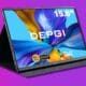 depgi 15-inch portalbe monitor display on a purple background