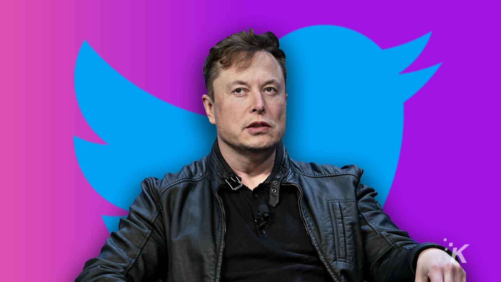 elon musk in front of twitter icon