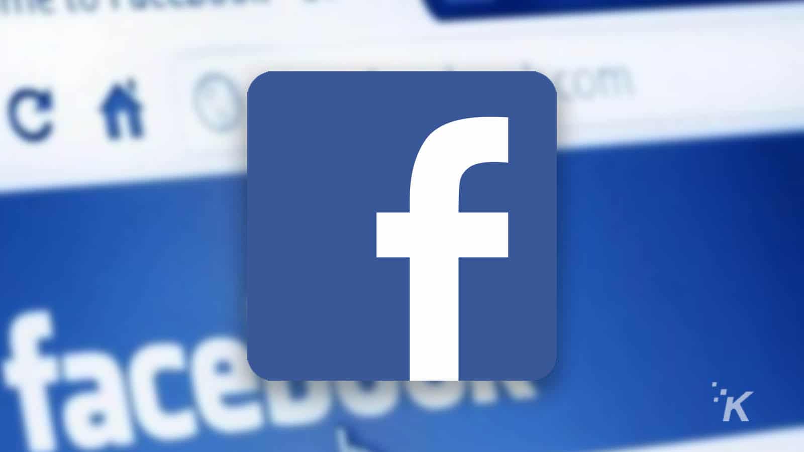 facebook logo with blurred facebook website in background