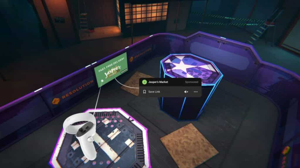 vr game playing on oculus quest showing the upcoming in-game advertising