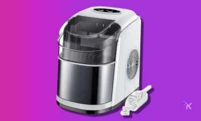 free village counterttop ice maker on a purple background