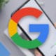 google logo with blurred pixel background