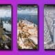 new google maps update on three smartphones on purple background