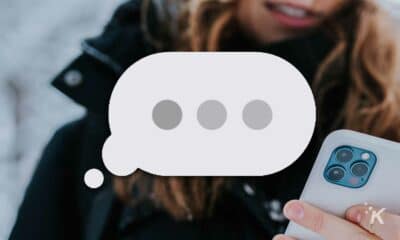 imessage typing bubble on blurred background