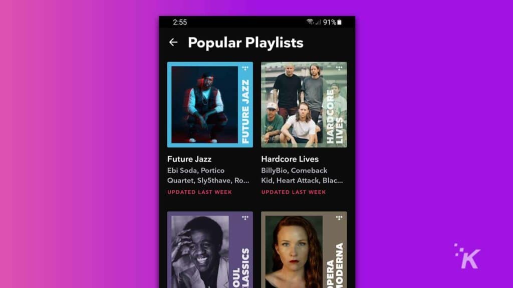 tidal app on android device
