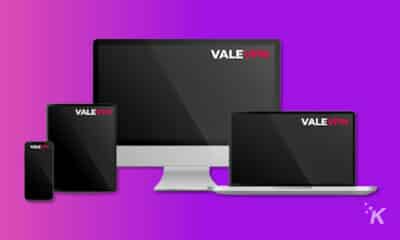 ValeVPN devices on a purple background