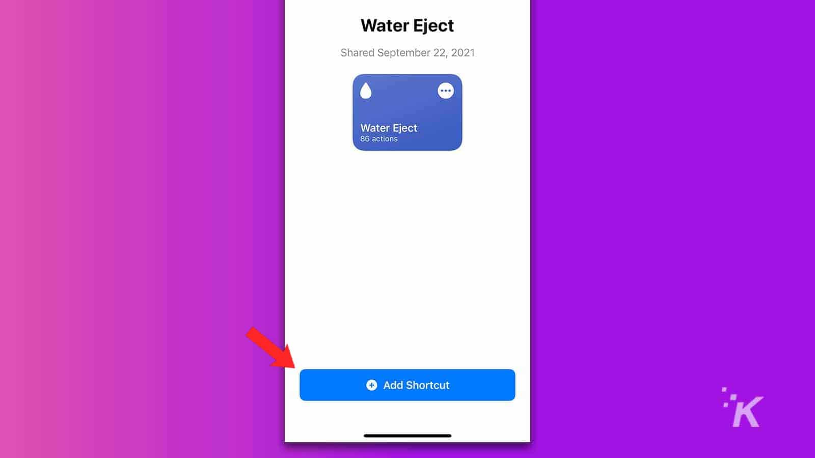 ios water eject shortcut