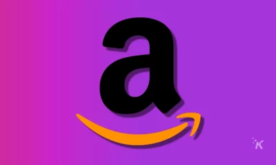 amazon logo on purple background