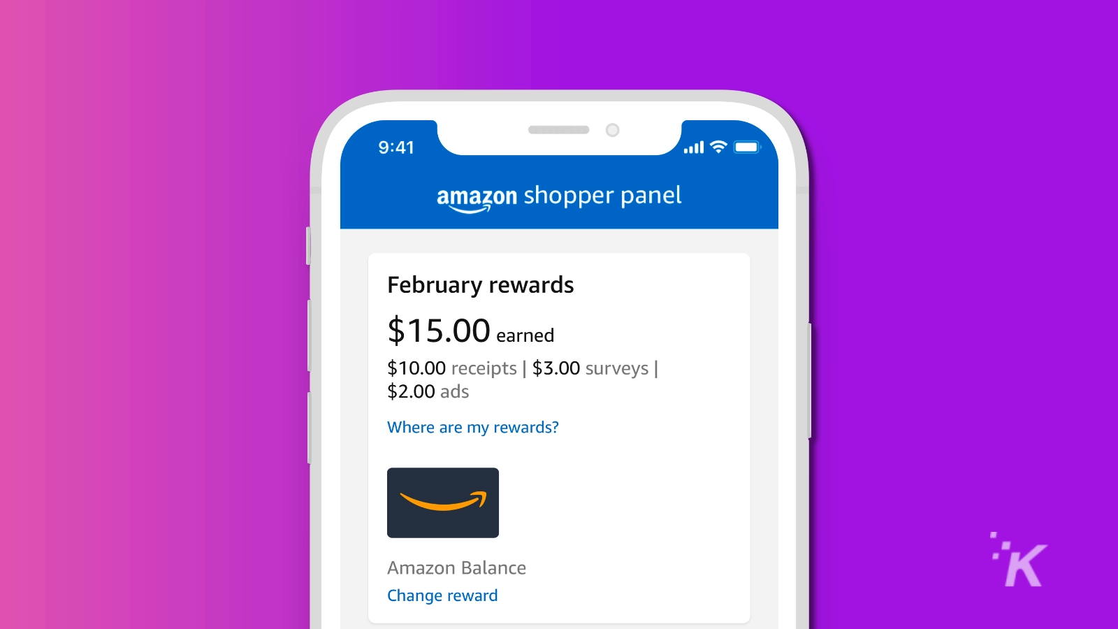 screenshot of amazon shopper panel app