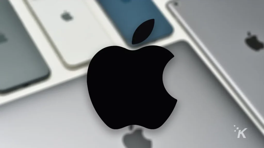 Apple logo black blurry background