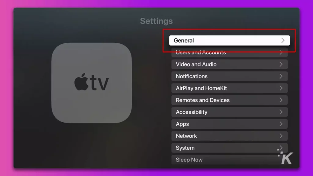 apple tv settings menu