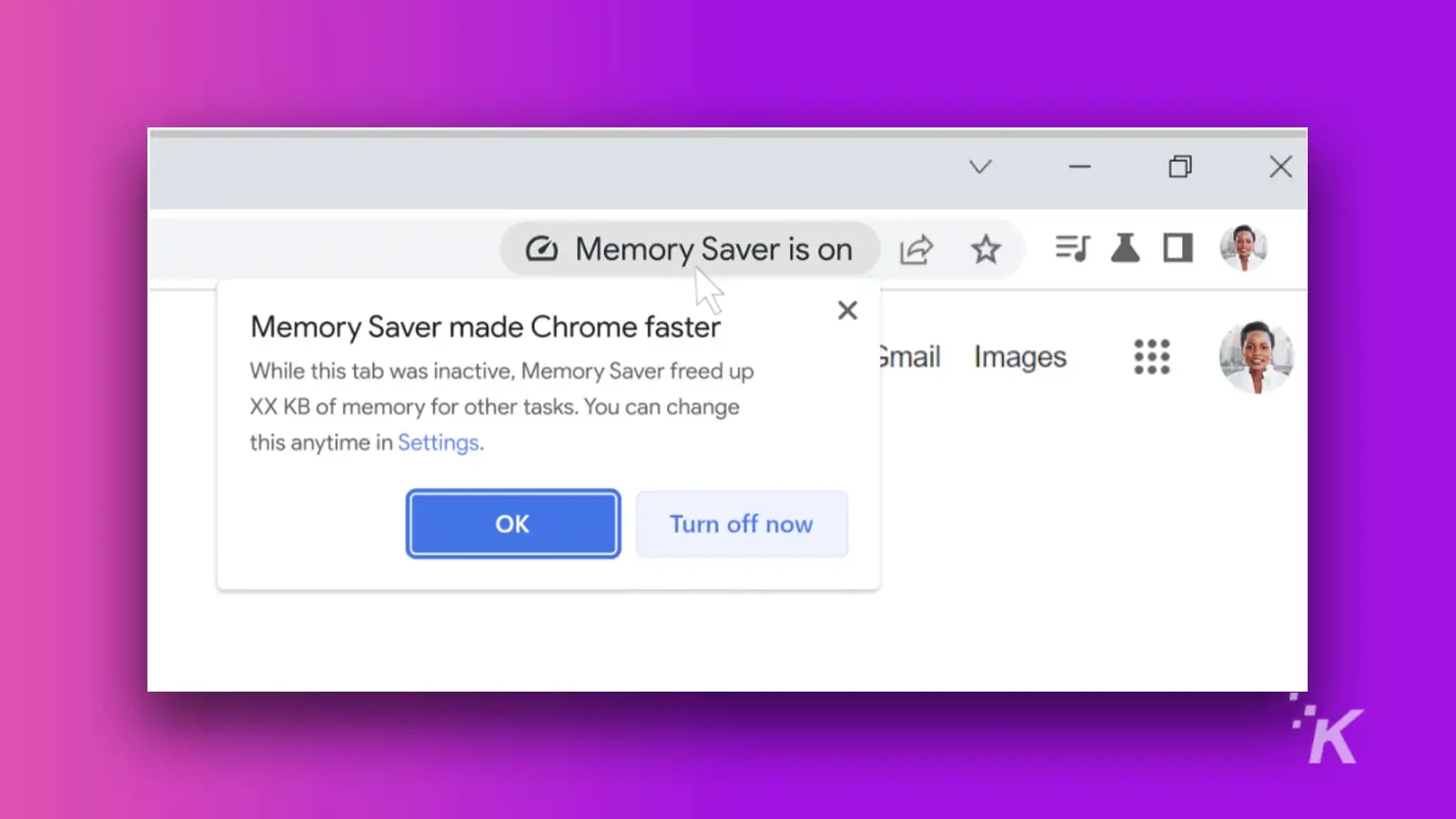 chrome memory saver prompt