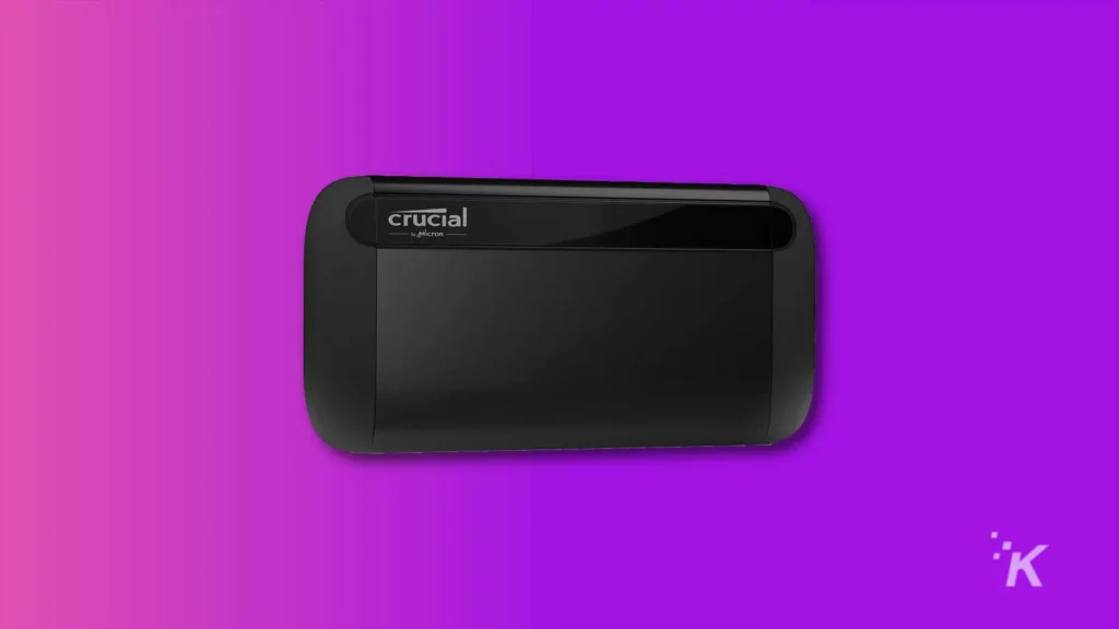 crucial x8 external ssd on purple background