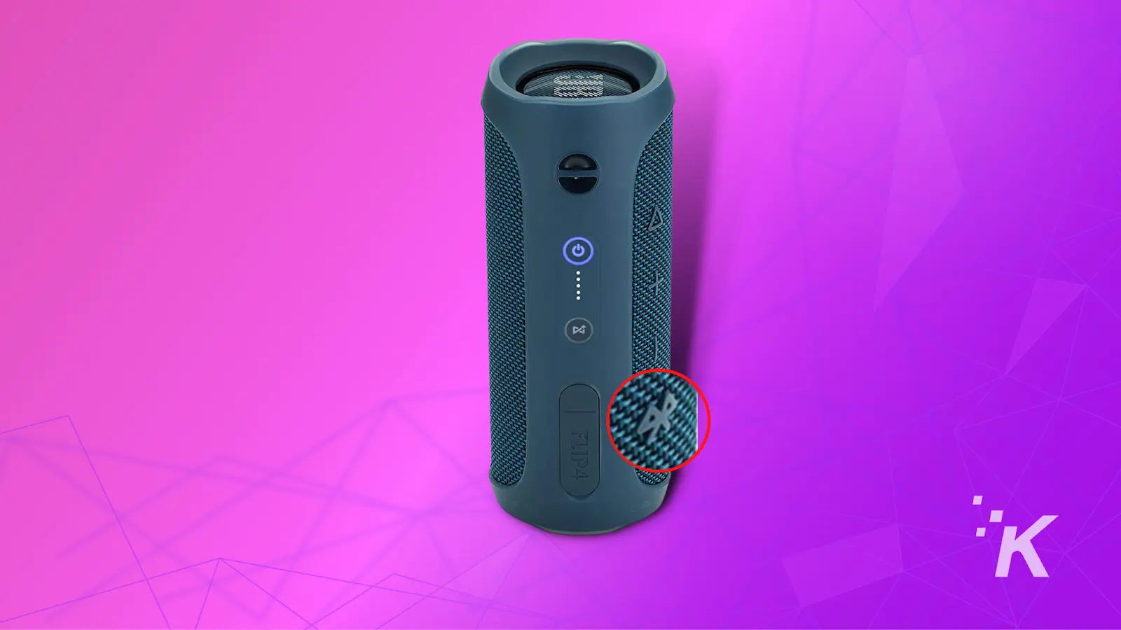 Picture of a JBL speaker on a purple background / How to connect JBL speakers to iPhone?