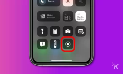 screenshot of control center showing the screen recording button