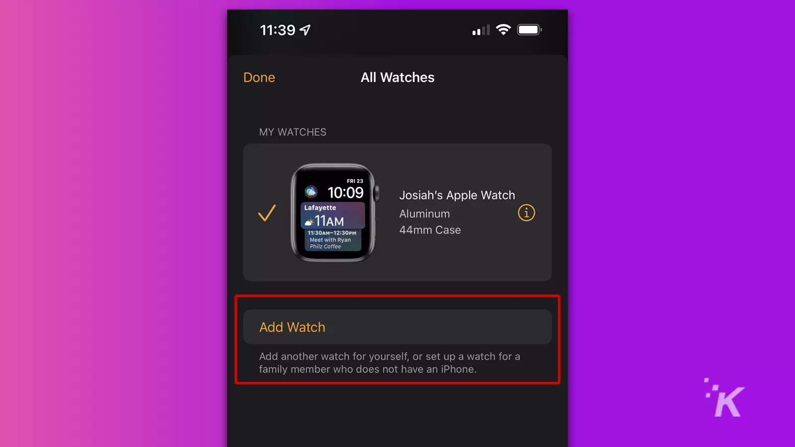 iphone add watch screen