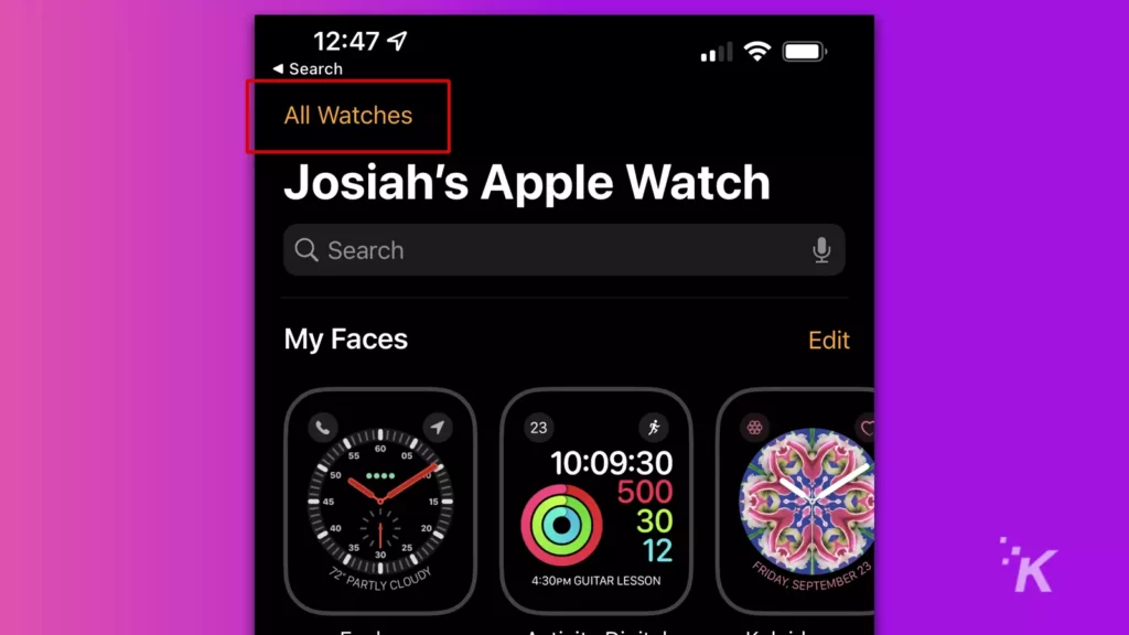 apple watch app home screen