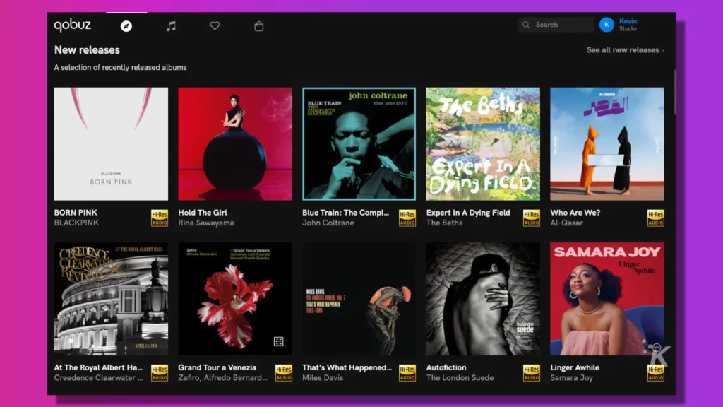 qobuz music streaming service new releases on web player