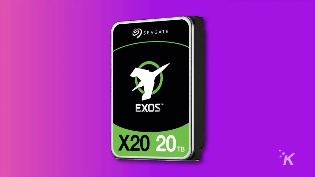 seagate exos x20 digital storage hard drive on purple background