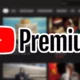 youtube premium logo on blurred background